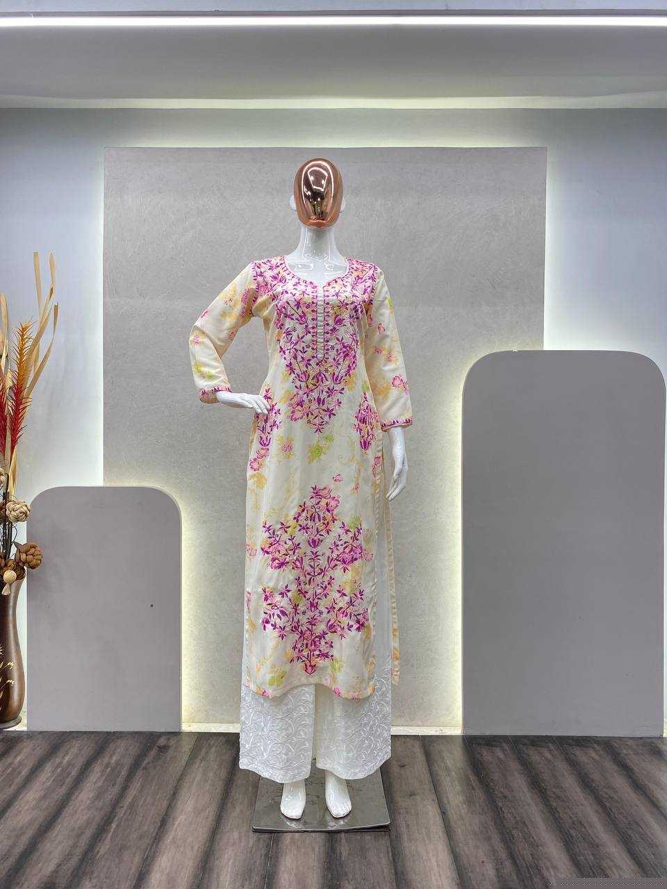 RAYON EMBROIDERED KURTIS WITH BOTTOM - MYLUXURY LANE ENTERPRISE